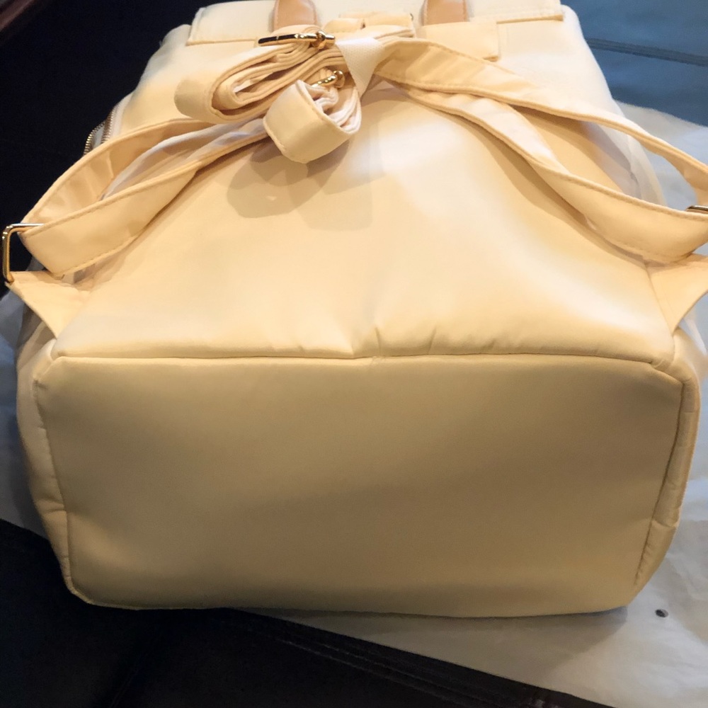 backpack-LouLu Backpack NWOT Ivory Gold Hardware Leatherette /Polyester - Picture 7 of 17